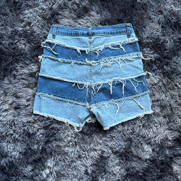 American Bazi Distressed Patchwork Denim Shorts – Size Medium - Picture 5 of 5